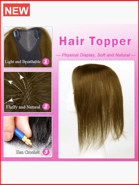 Real Human Hair 360° Clip In Hair Topper Handmade Swiss Lace Base Top Extension